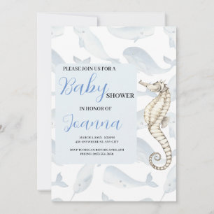 invitación de baby shower con tema de océano acuar
