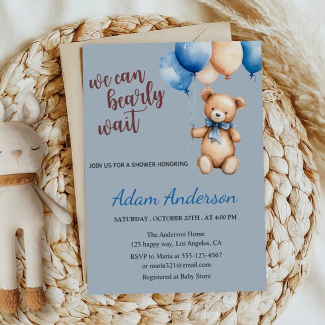 Invitación de Baby Shower con tema de oso adorable (Subido por el creador)
