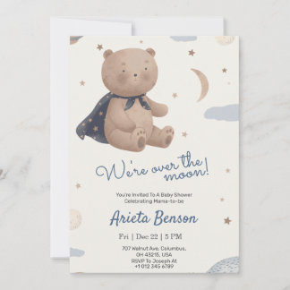 Invitación de baby shower con tema de oso lindo