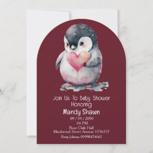 Invitación de Baby Shower con tema de Pingüino Ado