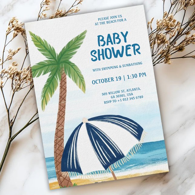 Invitación de baby shower con tema de playa (Subido por el creador)