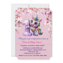 Invitación de Baby Shower con tema de Unicorn