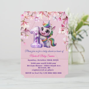 Invitación de Baby Shower con tema de Unicorn