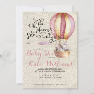 Invitación de baby shower con tema de viaje