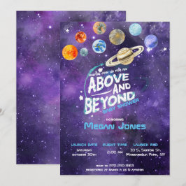Invitación de baby shower con tema espacial
