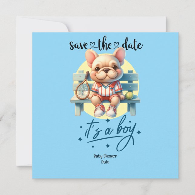 Invitación de Baby Shower con temas de tenis - Azu (Anverso)