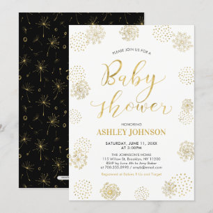 Invitación de baby shower con tipografía moderna y