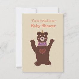Invitación de baby shower con un oso