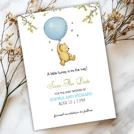 Invitación de baby shower con un oso lindo 