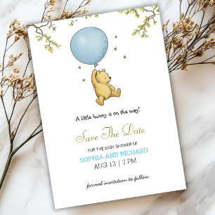 Invitación de baby shower con un oso lindo