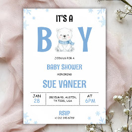 Invitación de baby shower con un oso lindo 