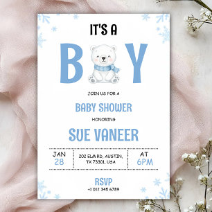 Invitación de baby shower con un oso lindo 