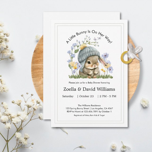 Invitación de Baby Shower Conejito Minimalista Ado (Baby Shower Invitation Cute Minimal Bunny 7)