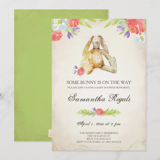 Invitación de Baby Shower ~ Conejo (Anverso / Reverso)