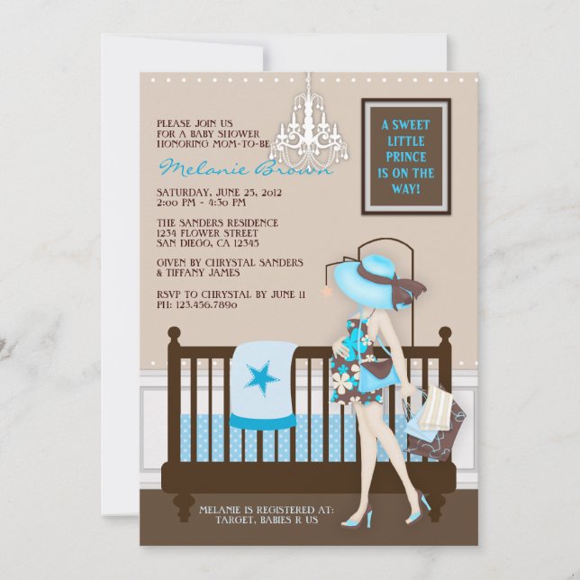 Invitación de Baby Shower contemporánea de mamá mo (Anverso)