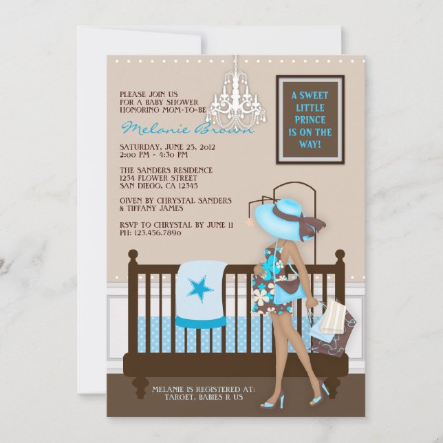 Invitación de Baby Shower contemporánea de mamá mo (Anverso)