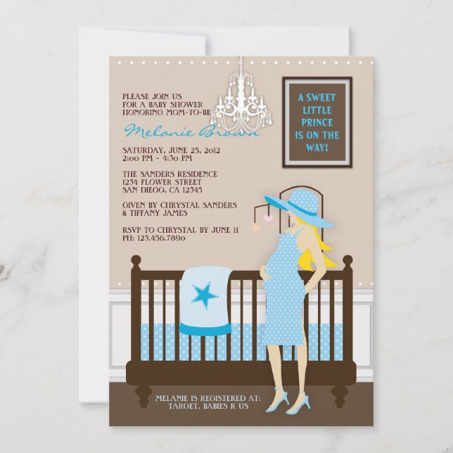 Invitación de Baby Shower contemporánea de mamá mo (Anverso)