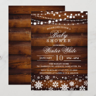 Invitación de Baby Shower Copo de Nieve de Inviern