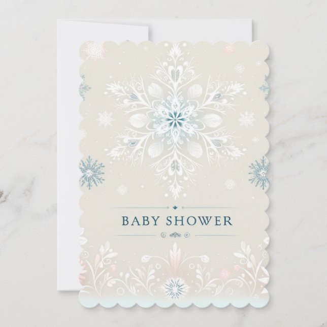 Invitación de Baby Shower Copo de Nieve Fantasía I (Anverso)