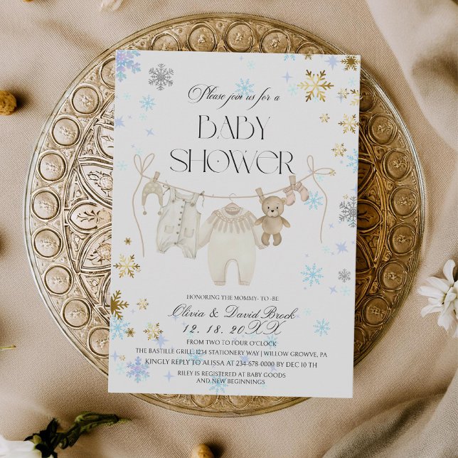 Invitación de Baby Shower Copos de Nieve de Invier (Subido por el creador)