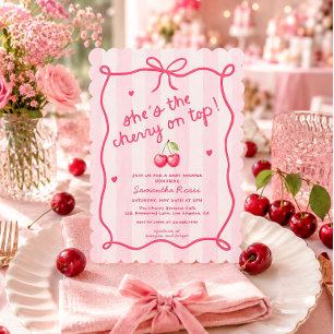 Invitación de Baby Shower Coquette Cherry On Top