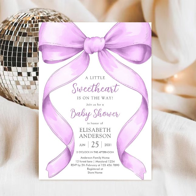 Invitación de Baby Shower Coquette con Lazo Morado (Subido por el creador)
