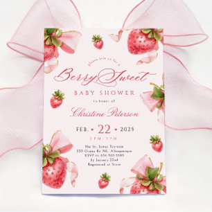 Invitación de Baby Shower Coquette Fresas
