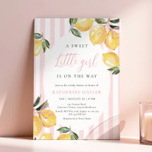 Invitación de Baby Shower Coquette Limón Rosa