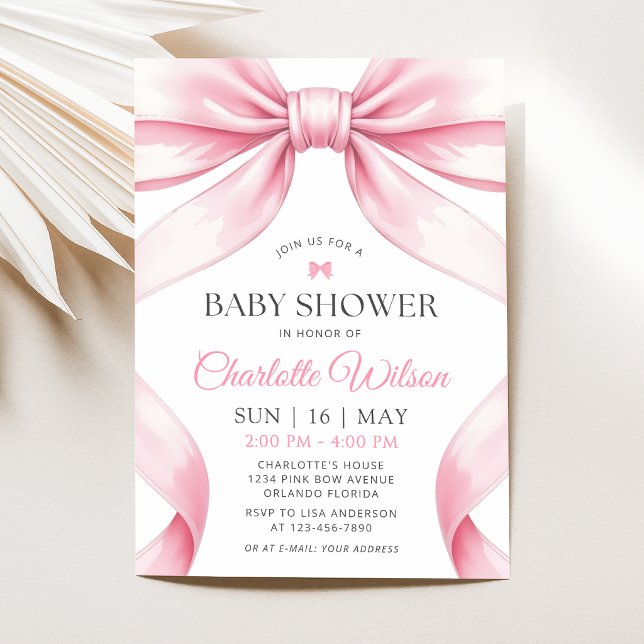 Invitación de baby shower Coquette Pink Bow (Subido por el creador)