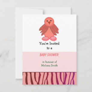 Invitación de Baby Shower Coral Birdie