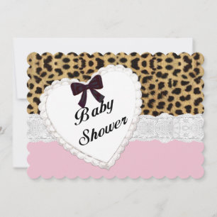 Invitación de Baby Shower Corazón de Encaje de Leo