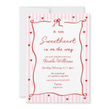 Invitación de Baby Shower Corazón Dulce Rosa Rojo