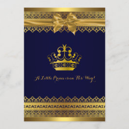 Invitación de baby shower Corona Azul Real y Dorad
