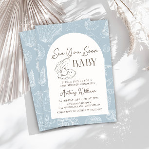 Invitación de Baby Shower Costero Azul Sea You Soo