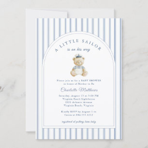 Invitación de Baby Shower Costero Osito Marinero