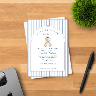 Invitación de Baby Shower Costero Osito Marinero