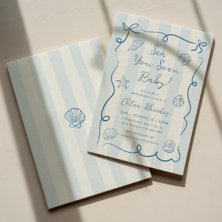 Invitación de Baby Shower Costero Sea You Soon Bab