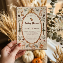 Invitación de baby shower cottagecore bosque