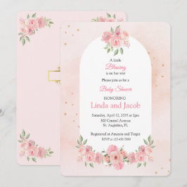 Invitación de Baby Shower Cristiana con Floral Ros