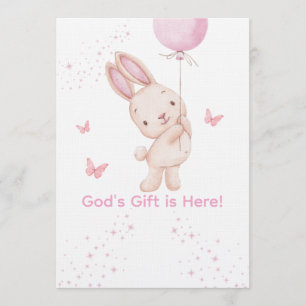 Invitación de baby shower cristiana rosa para niña