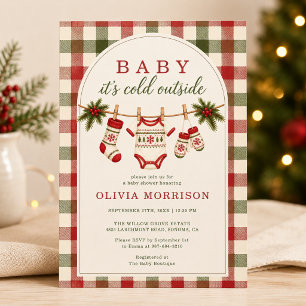 Invitación de Baby Shower Cuadrillé de Ropa de Beb
