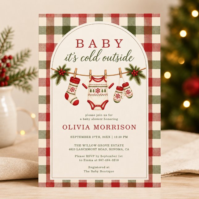 Invitación de Baby Shower Cuadrillé de Ropa de Beb (Subido por el creador)