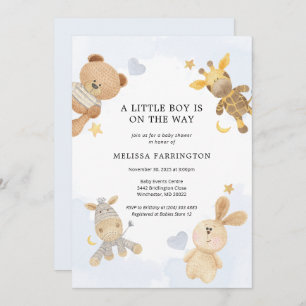 Invitación de Baby Shower Cudly Toy Pastel Blue Cu