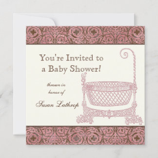 Invitación de Baby Shower - Cuna de Damasco Marrón