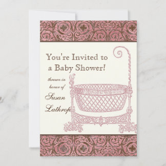 Invitación de Baby Shower - Cuna de Damasco Marrón
