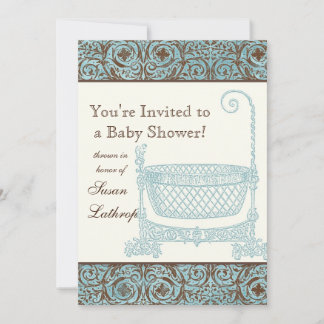 Invitación de Baby Shower - Cuna de Damask de colo
