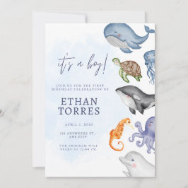 Invitación de Baby Shower Cute Under the Sea
