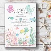 Invitación de Baby Shower Cute Under the Sea