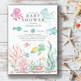 Invitación de Baby Shower Cute Under the Sea