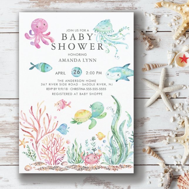 Invitación de Baby Shower Cute Under the Sea (Subido por el creador)